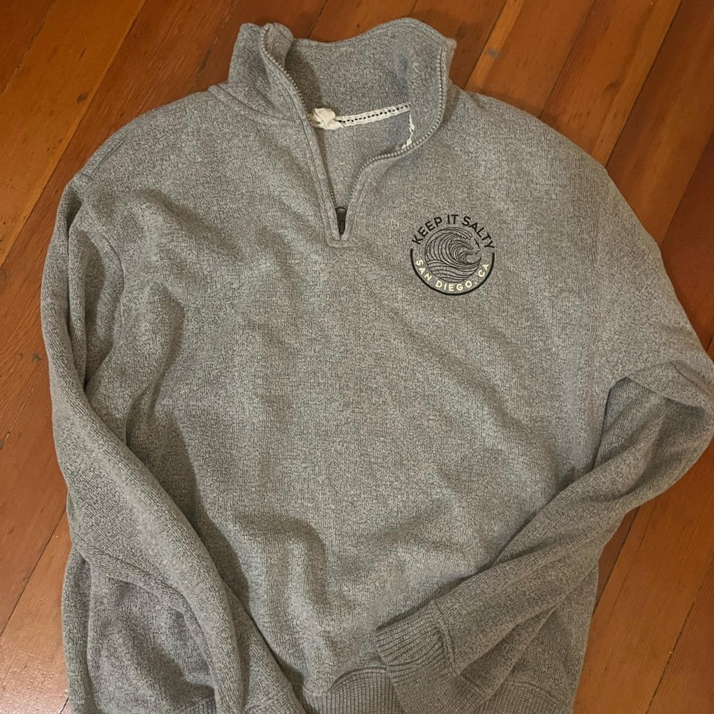 “Keep it Salty San Diego” grey quarter zip sweatshirt